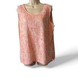 Vintage Sun Bay Cottons Plus Pink Paisley Sleeveless Top, Women's Size 1X